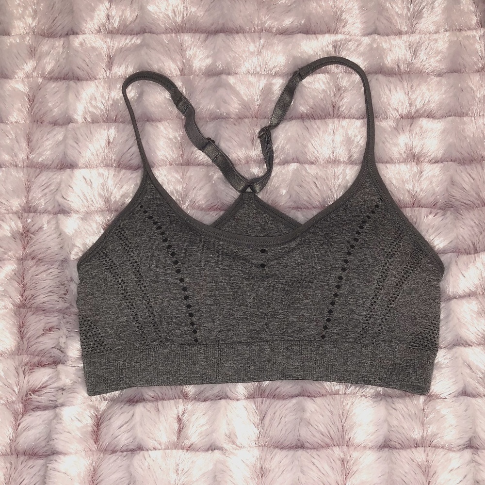 Gray sportsbra with eyelet detail